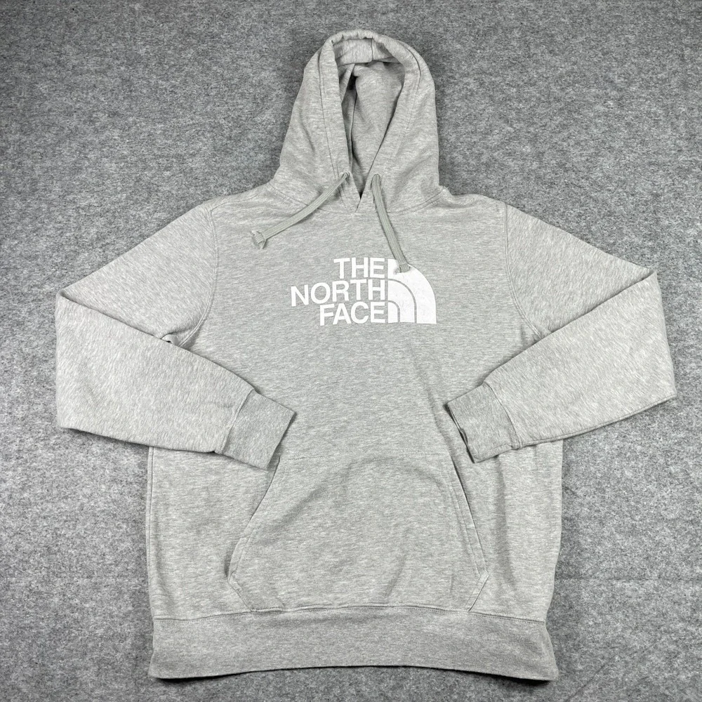 The North Face Hoodie Mens L Gray Half Dome Pullover Fleece Sweatshirt A3FR1